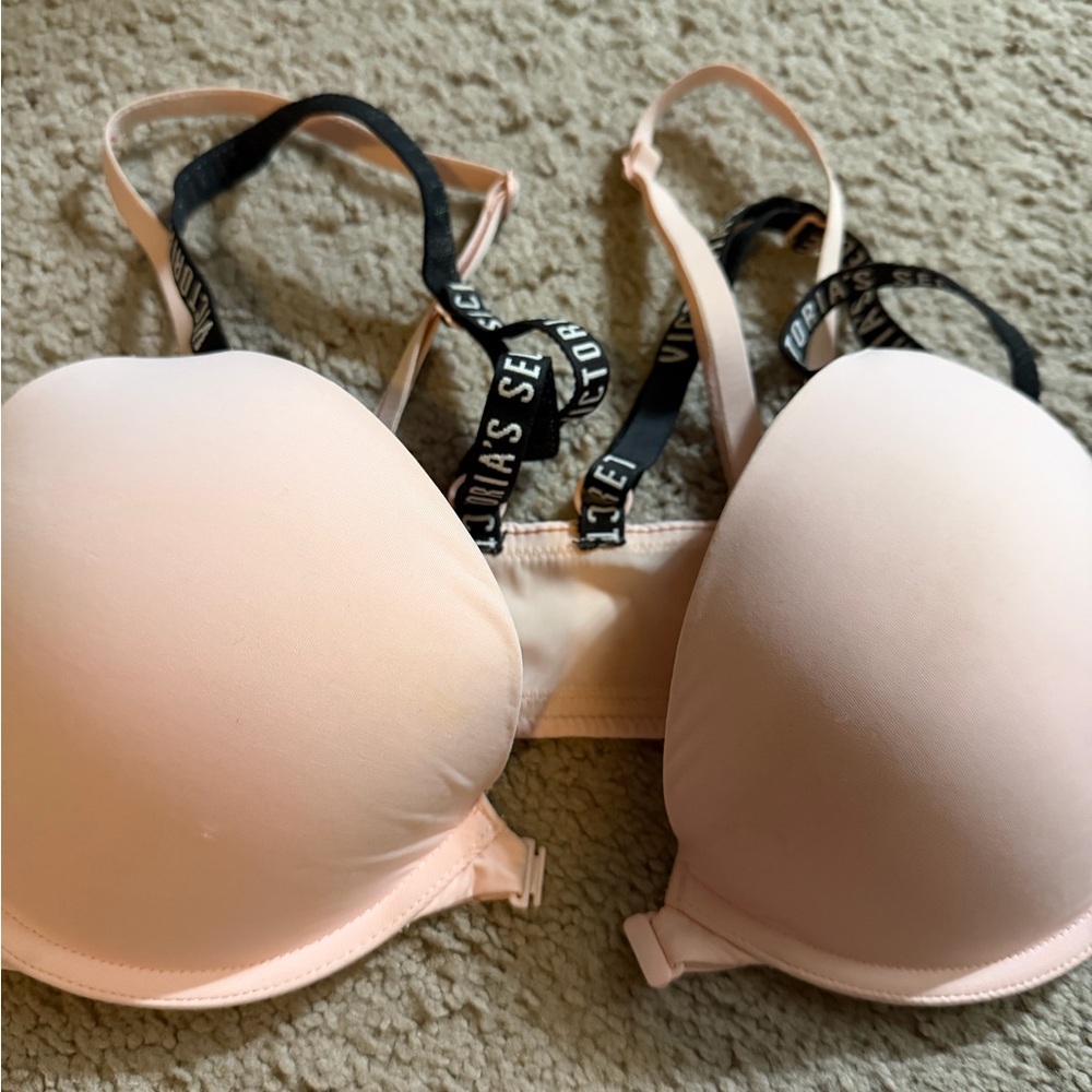 Victoria's Secret Light Pink Bra with Black Straps